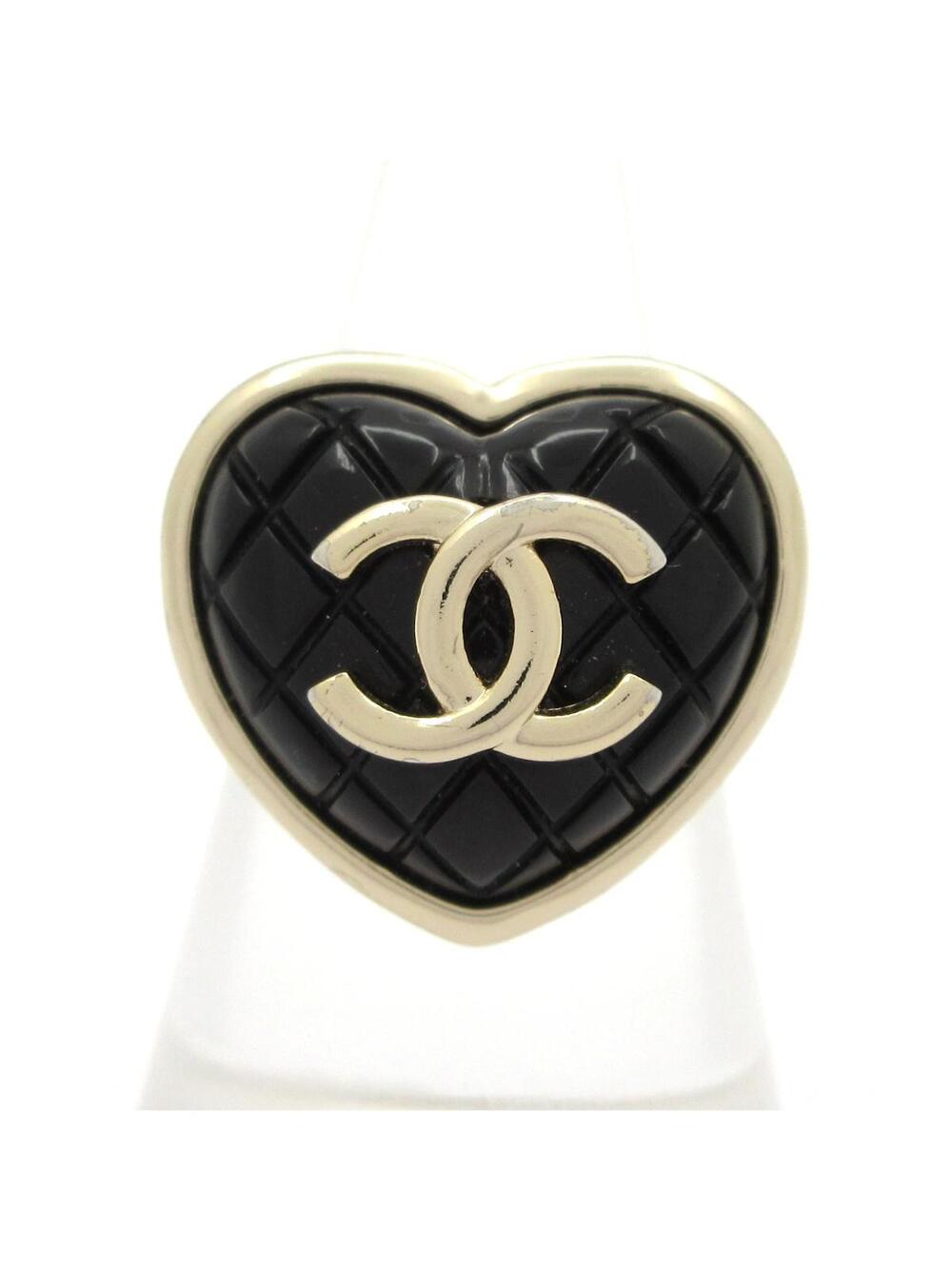 Chanel Coco Gold Black Resin Metal Ring #285675C80B